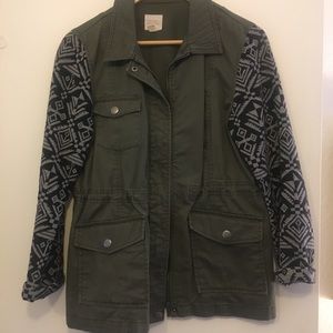 Knit sleeve Utility jacket